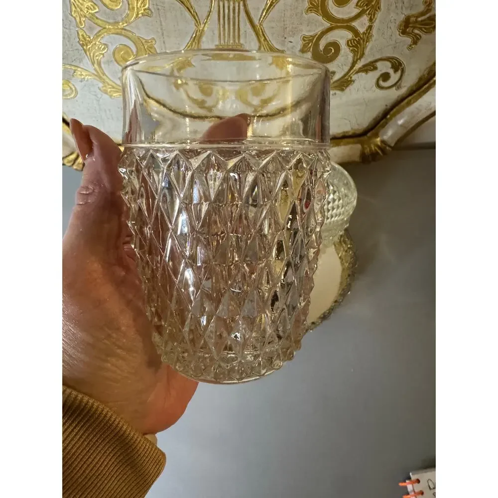 Vintage Clear Indiana Glass Diamond Point Low Balls (Set of 3)